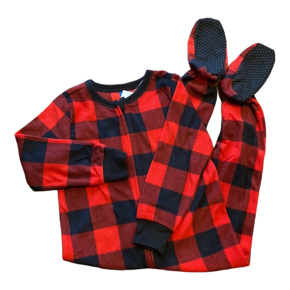 Old Navy Micro Fleece One-Piece Pajama Buffalo Check - Picture 3 of 7